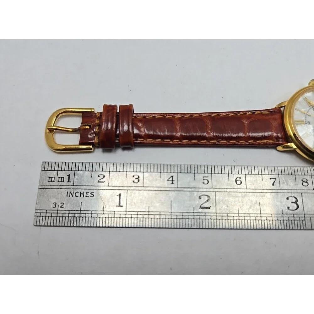 Executive By JC Ladies Quartz Watch Roman Numeral Gold Tone Leather New Battery